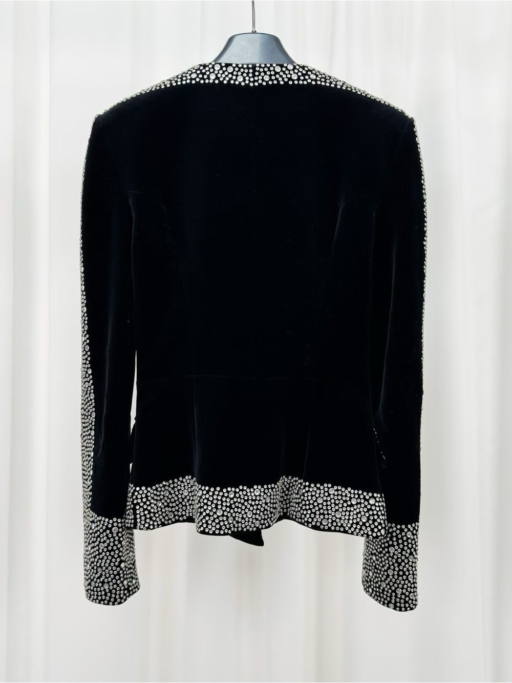Balmain Black Velvet Blazer with Crystal Trim - Picture 2 of 6